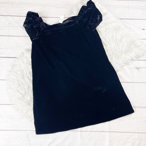Ann‎ Taylor Loft Velvet Black Off The Shoulder Swing Shift Dress Size Medium - Picture 4 of 6